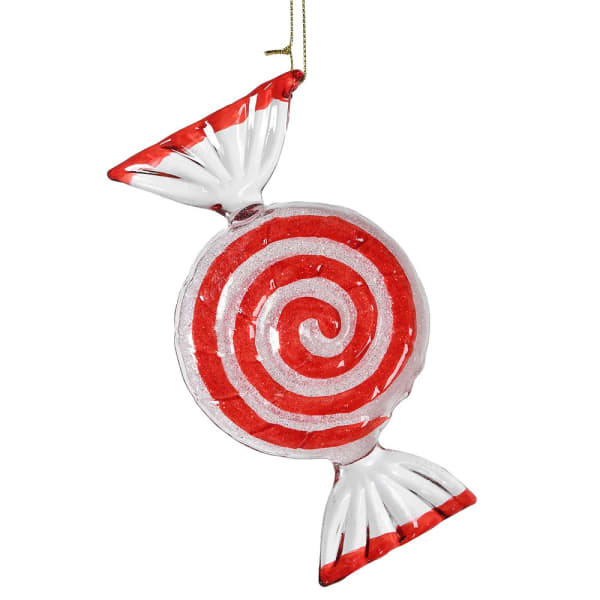 Red/White Glass Candy Decoration - WowCornwall