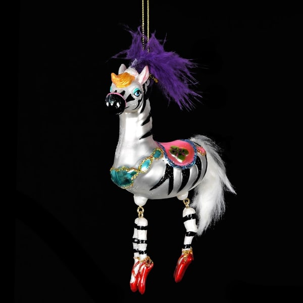 Flambouyant feather zebra Christmas Decoration - WowCornwall