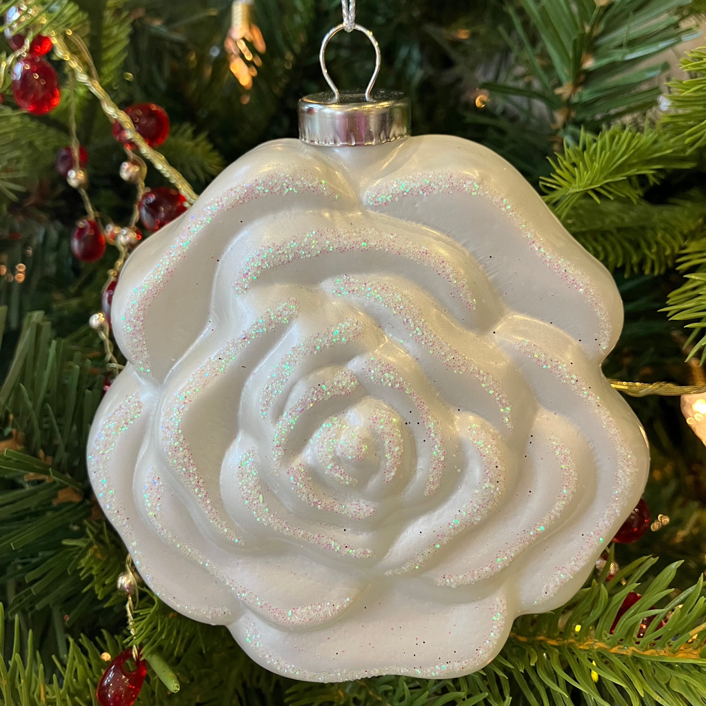 White Rose Bauble Decoration - WowCornwall