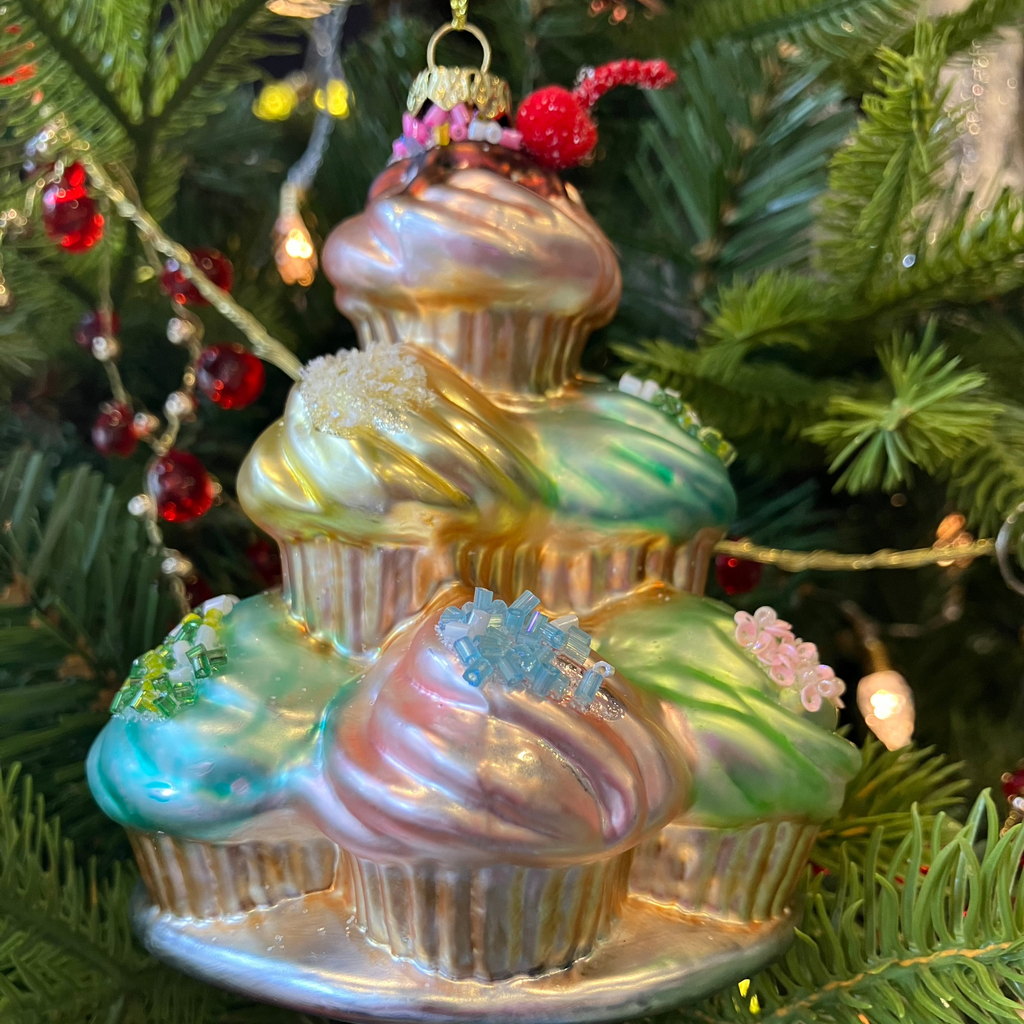 Mixed Extravagant Cupcake Bauble Decoration - WowCornwall