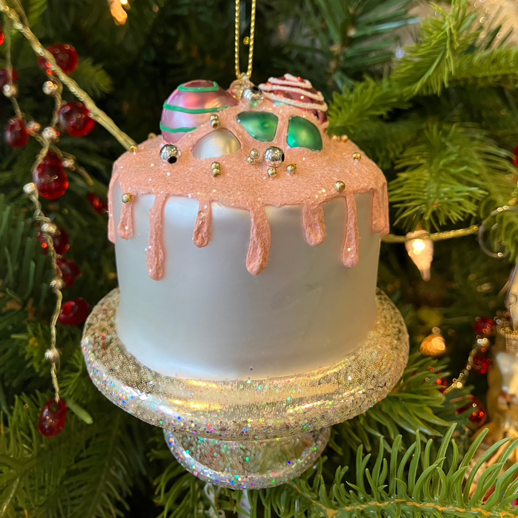 White/Pink Frosting Drip Cake Decoration - WowCornwall