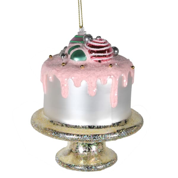 White/Pink Frosting Drip Cake Decoration - WowCornwall