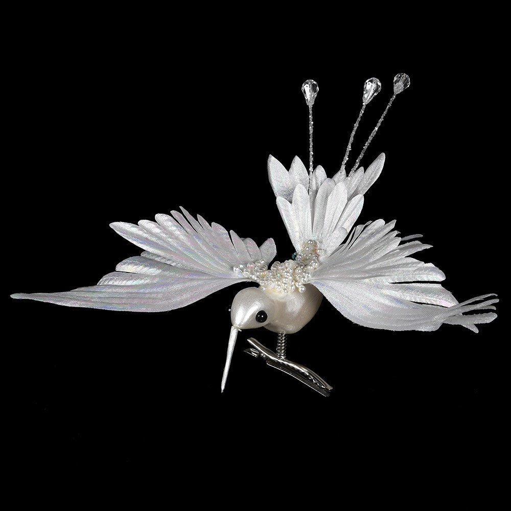 White Hummingbird on clip Christmas Decoration - WowCornwall