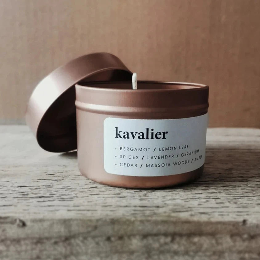 Kavalier,  small rose gold tin candle - WowCornwall