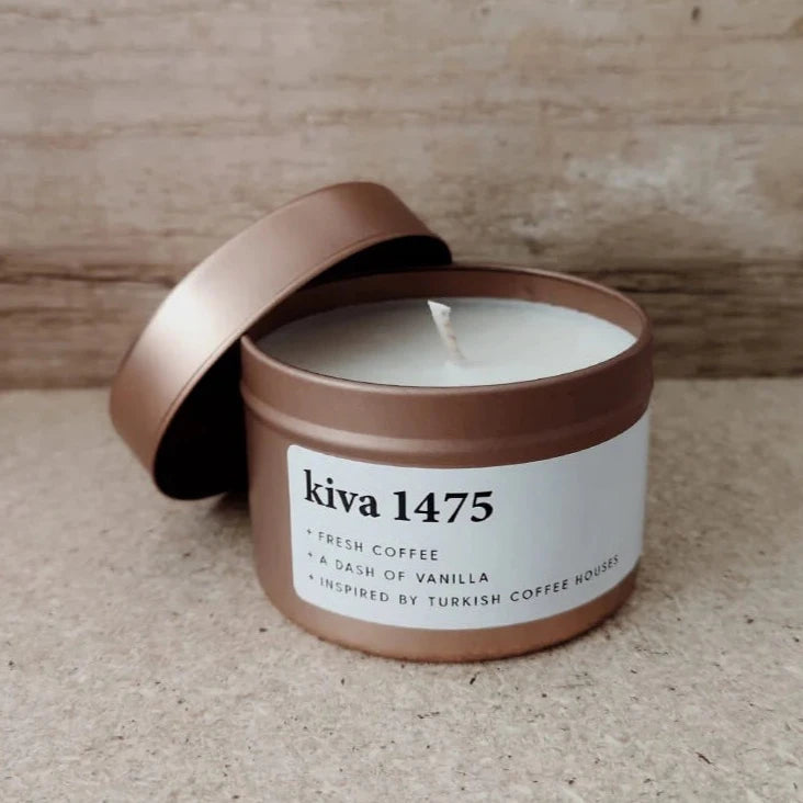 Kiva 1475, small rose gold tin candle - WowCornwall