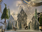 White/Green LED Snowy Village Scene Decoration - WowCornwall