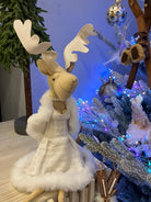 Natural/White Lady Deer in White Dress Decoration - WowCornwall