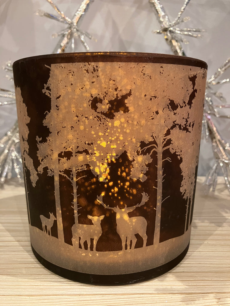 Copper Large Deer in Forest Candle Holder - WowCornwall