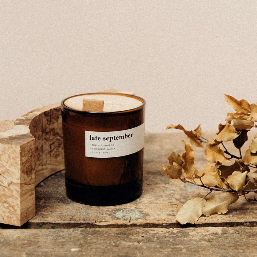 Late September, coconut + rose premium soy candle - WowCornwall