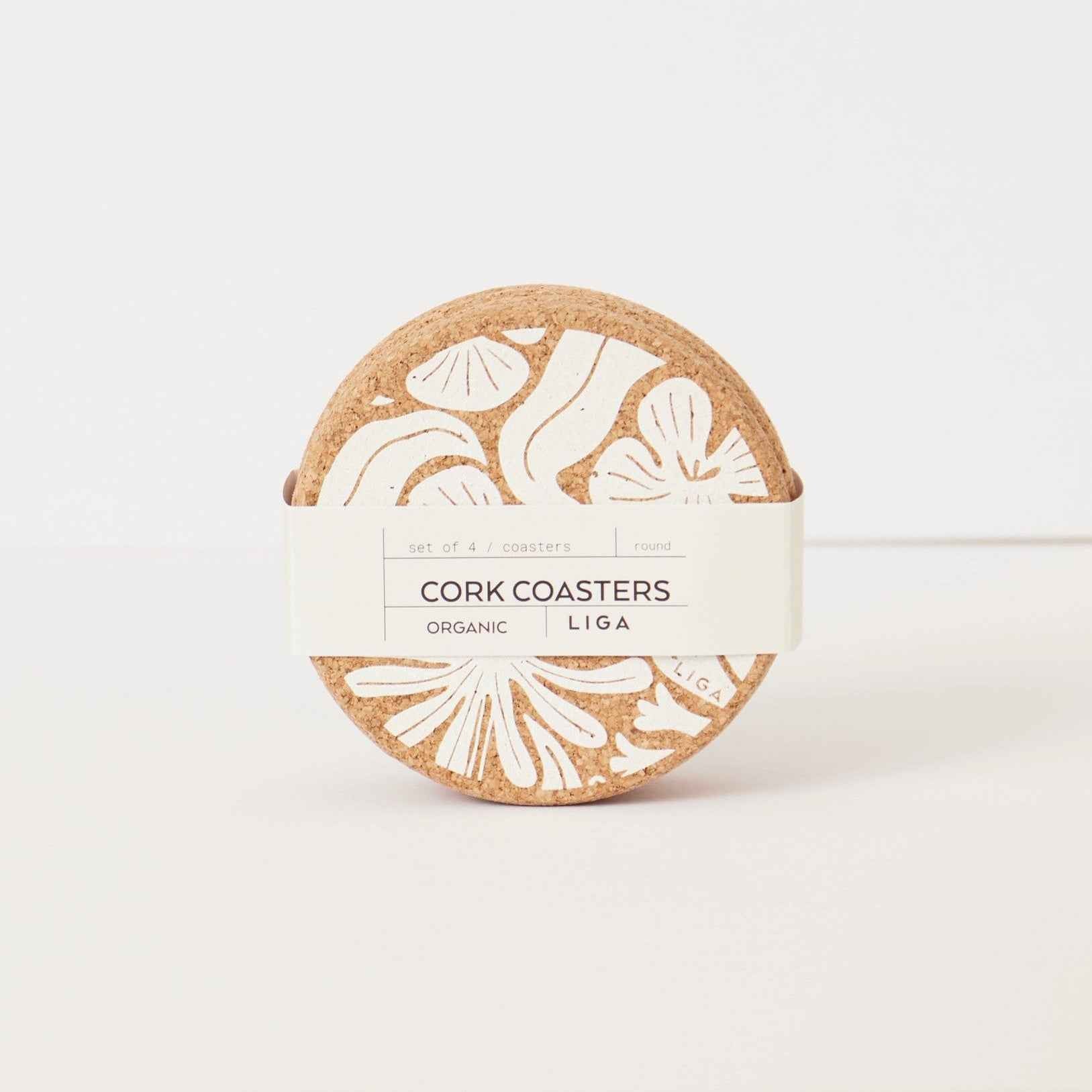 Flora Organic Cork Coasters - Set of 4
