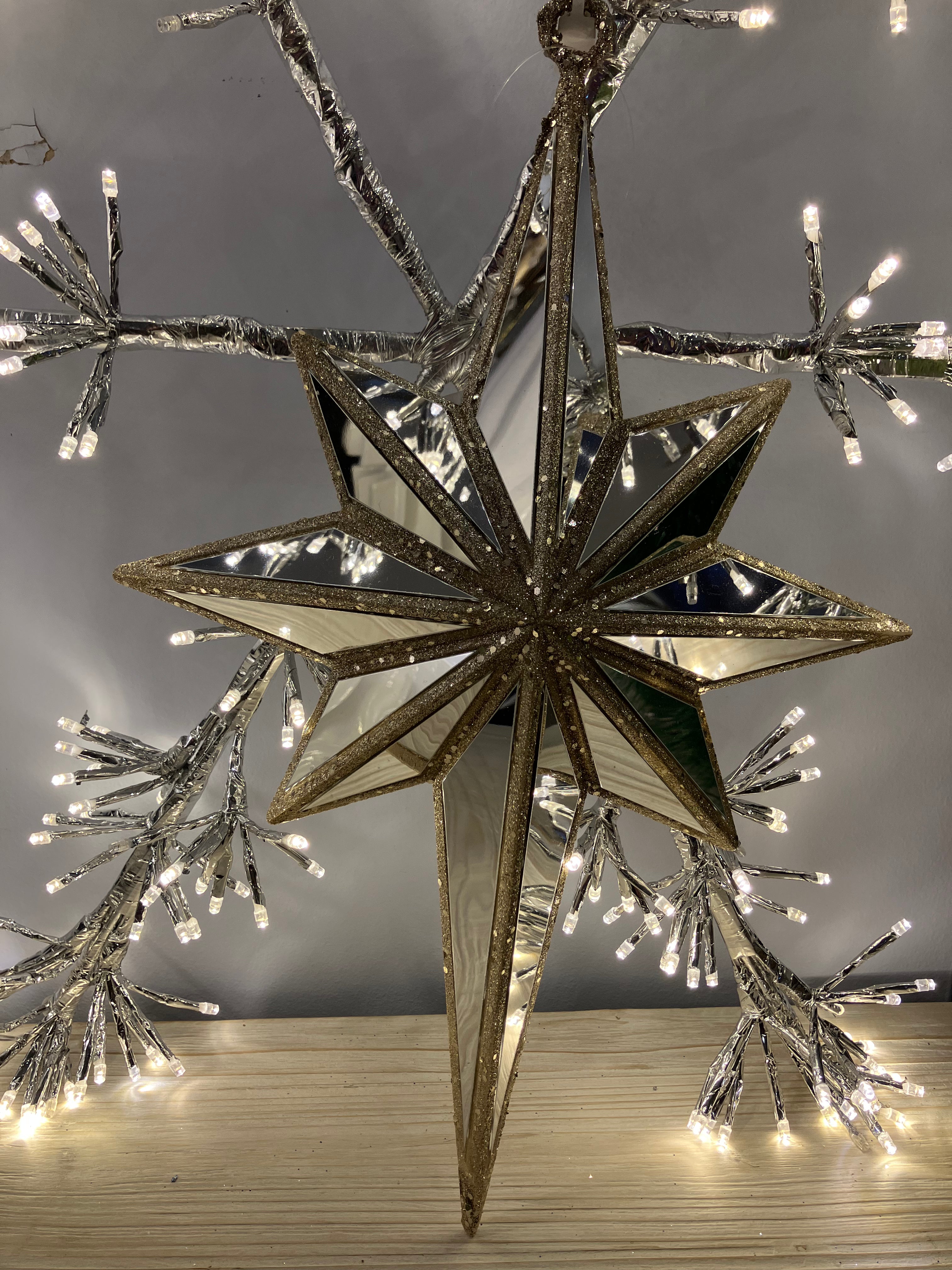 Gold Long Mirrored Star Decoration - WowCornwall