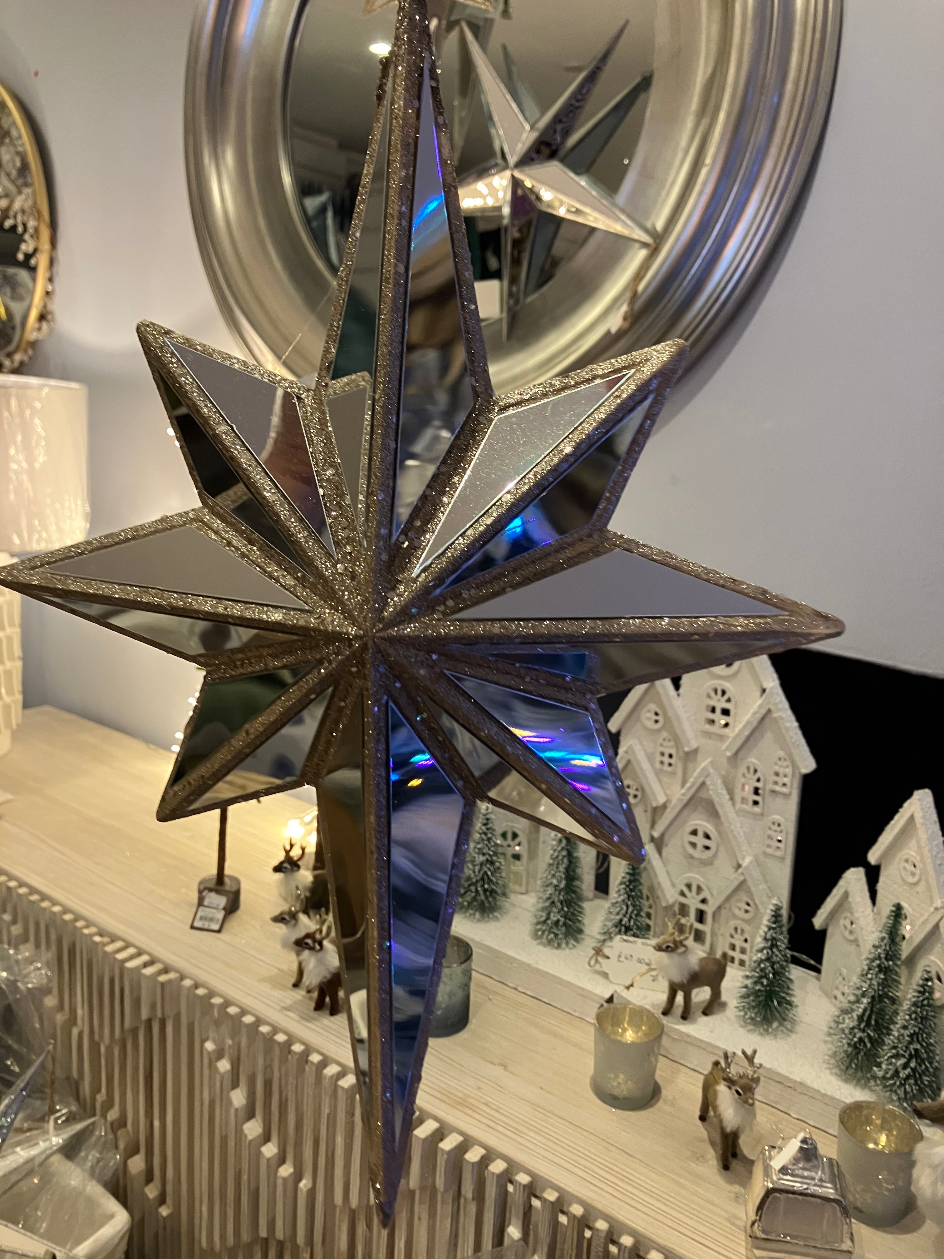 Gold Long Mirrored Star Decoration - WowCornwall