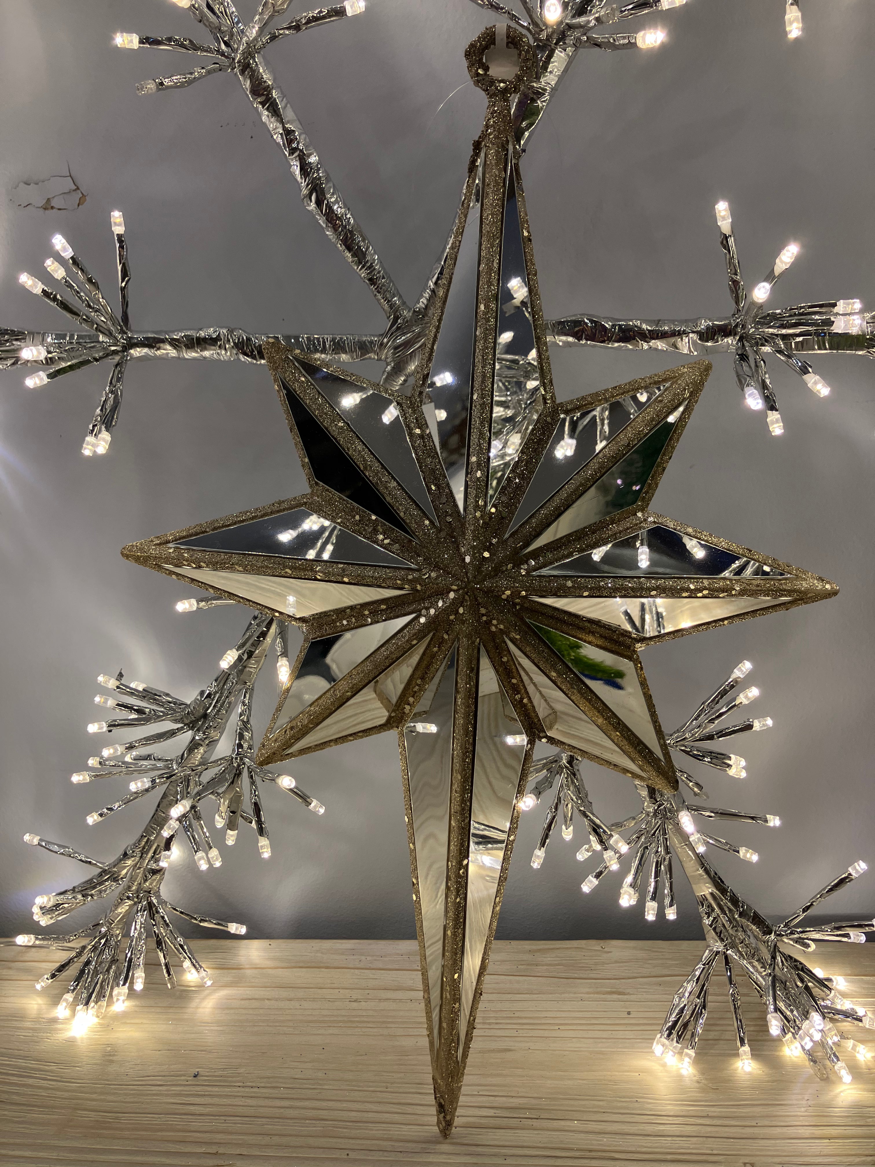 Gold Long Mirrored Star Decoration - WowCornwall