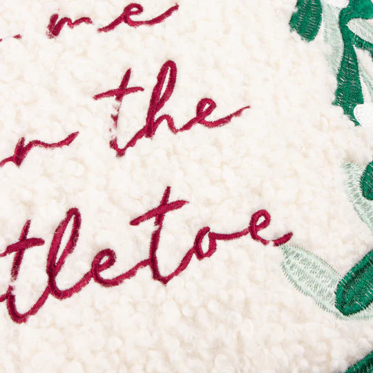 Mistletoe Wreath Embroidered Cushion - WowCornwall