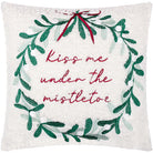 Mistletoe Wreath Embroidered Cushion - WowCornwall