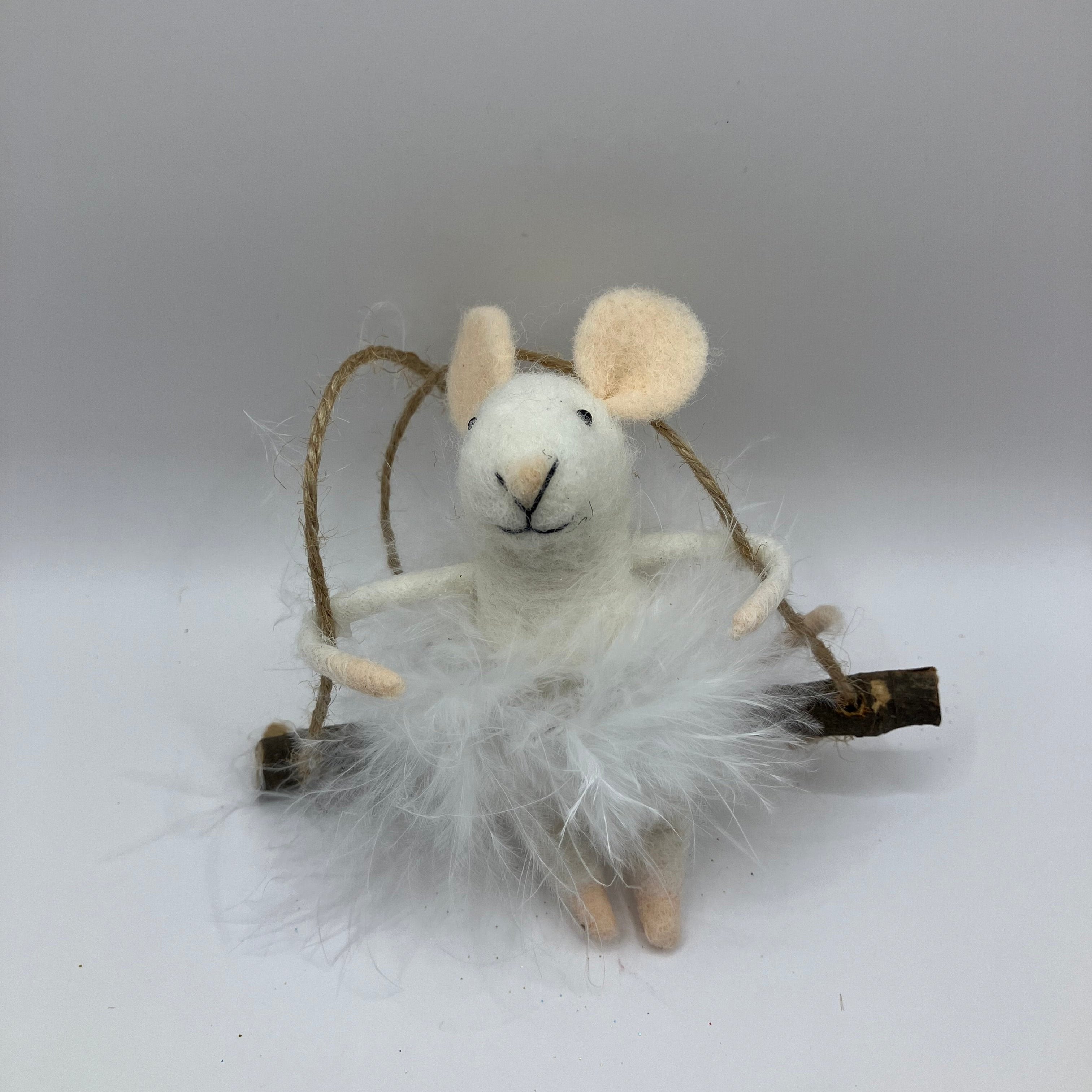Matilda mouse on swing Christmas Decoration - WowCornwall