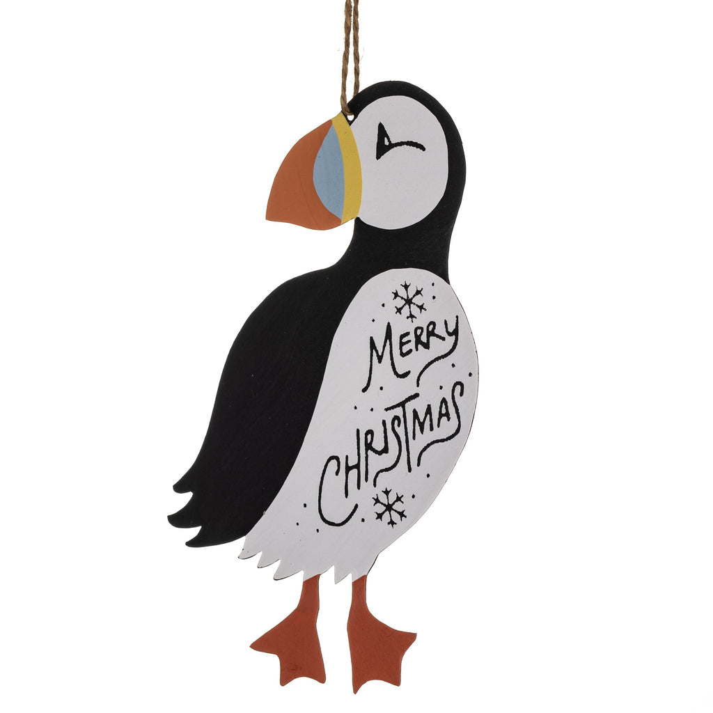 Merry Christmas Puffin Decoration - WowCornwall