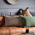 Moss Stitch PomPom Cushion Cover Natural