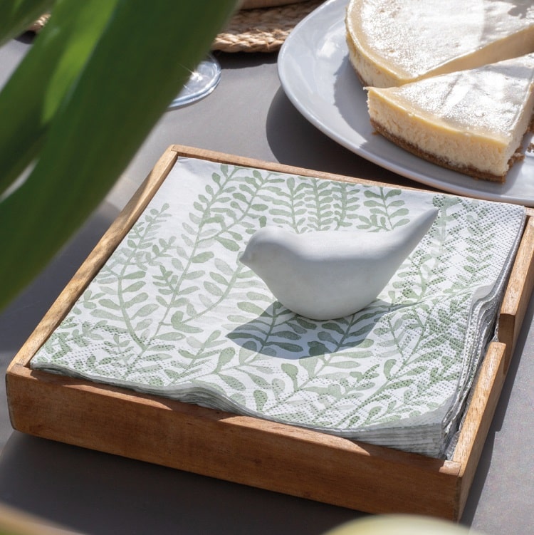 Napkin Holder with Porcelain Bird Weight - WowCornwall