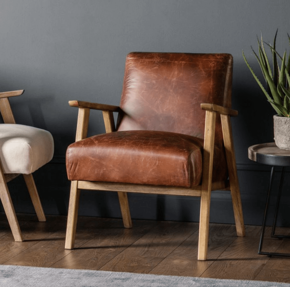 Neyland Armchair Vintage Brown Leather - WowCornwall
