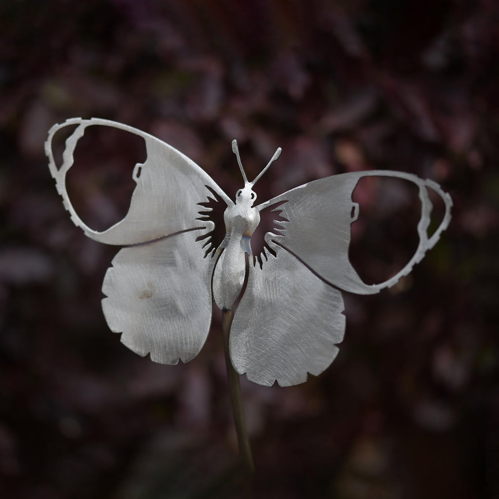 Orange Tip butterfly sculpture with stake - WowCornwall