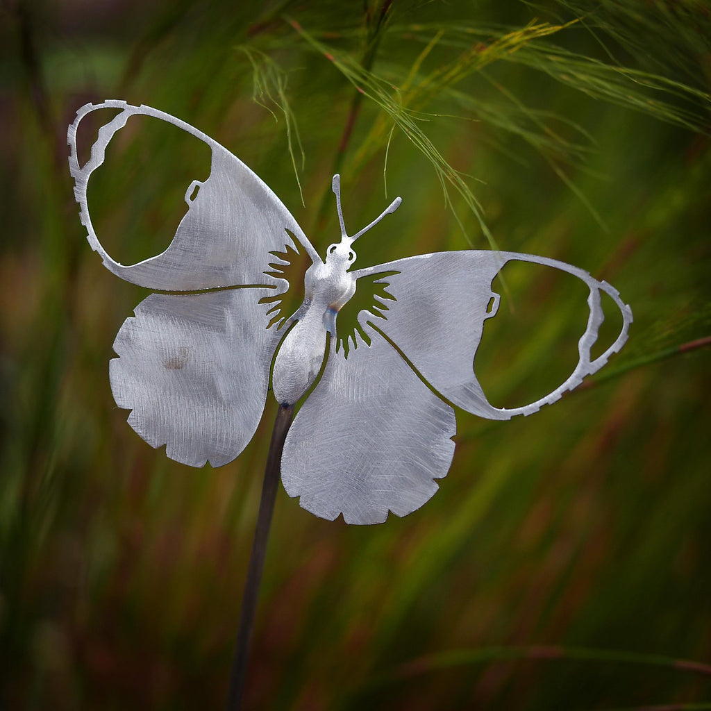 Orange Tip butterfly sculpture with stake - WowCornwall