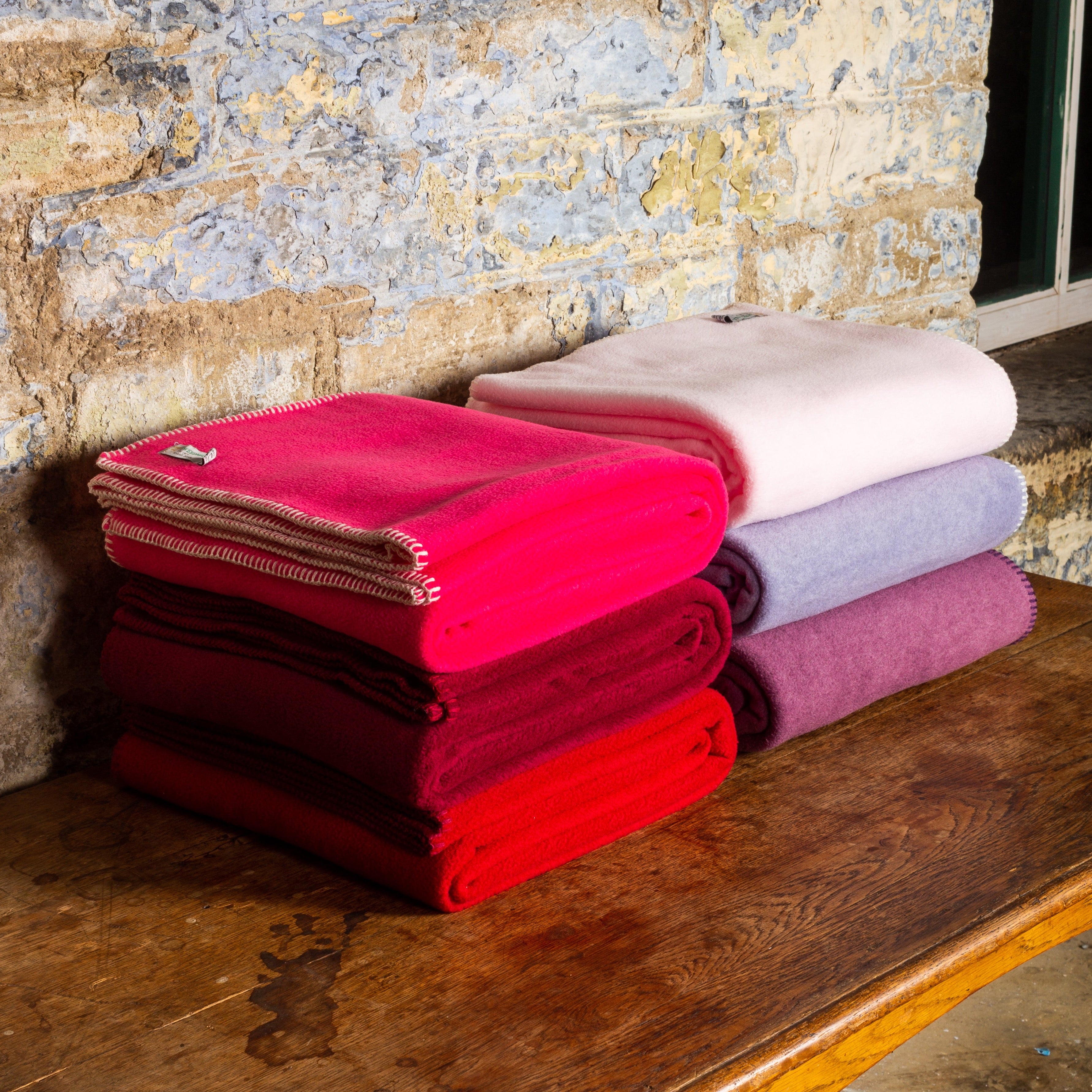 Tweedmill Fleece Throw in Plum, Wine, Red or Pastel Pink - WowCornwall