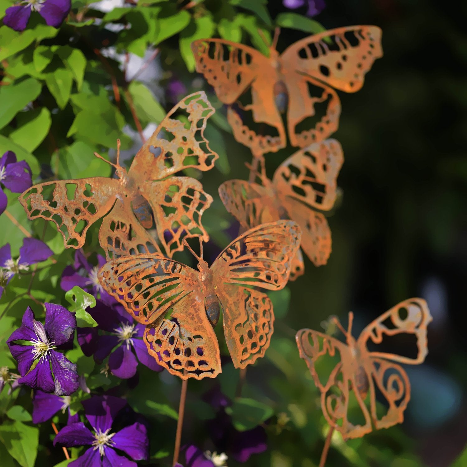 Peacock butterfly sculpture with stake - WowCornwall