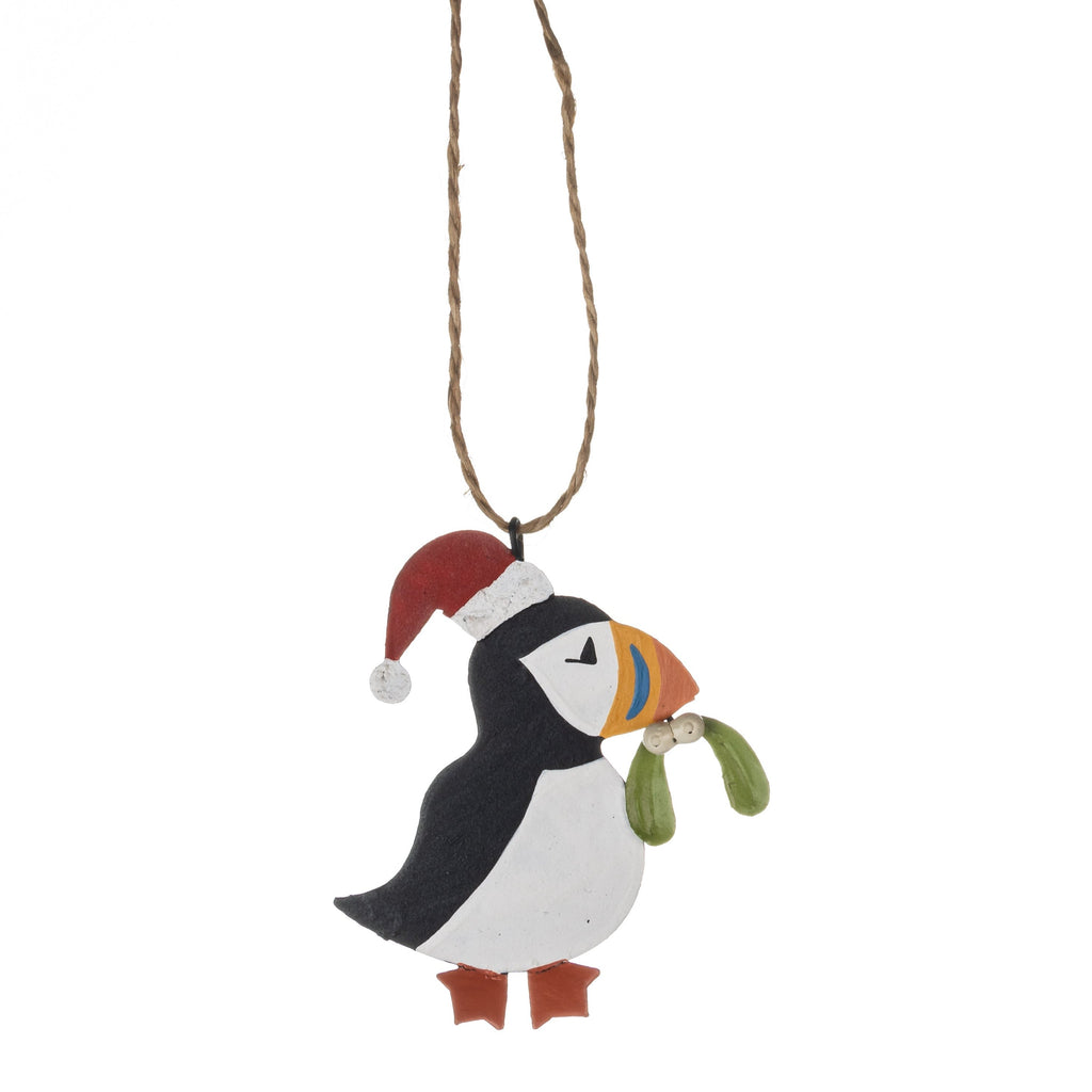 Puffin with Mistletoe Decoration - WowCornwall