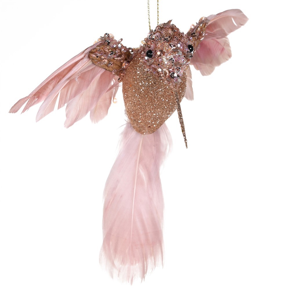 Glitter feather hanging bird Christmas Decoration, three colours - WowCornwall