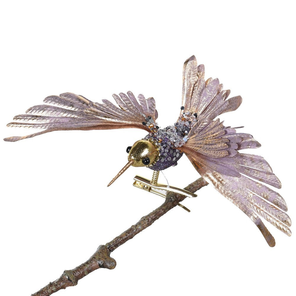 Lilac Hummingbird on clip Christmas Decoration - WowCornwall