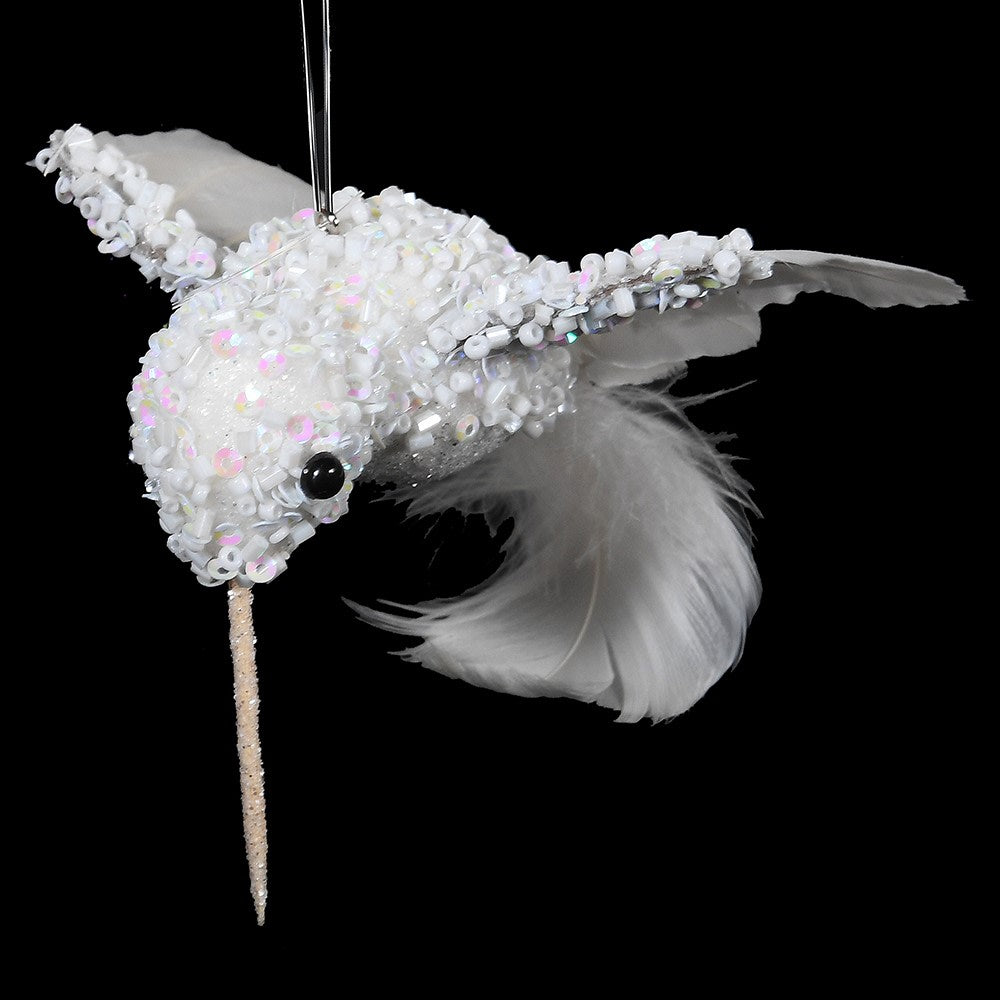 Glitter feather hanging bird Christmas Decoration, three colours - WowCornwall