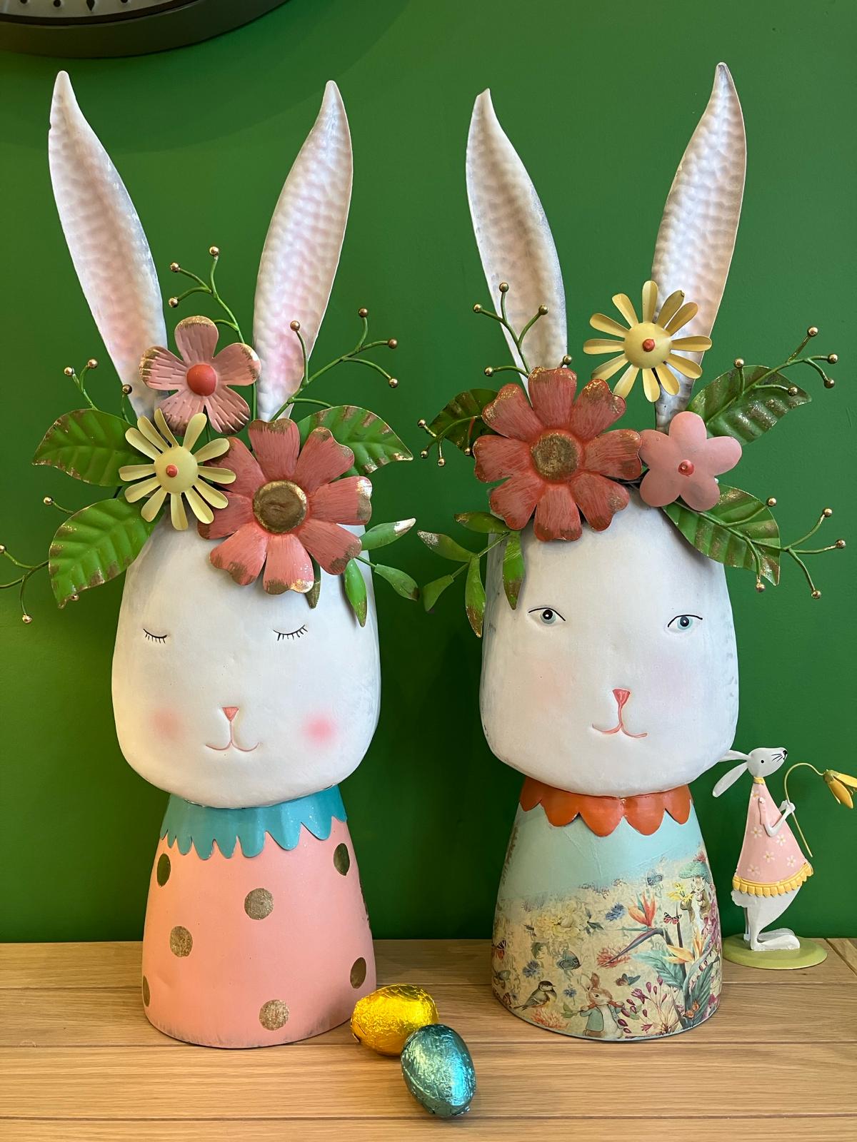 Rabbit Duo With Flowers - WowCornwall