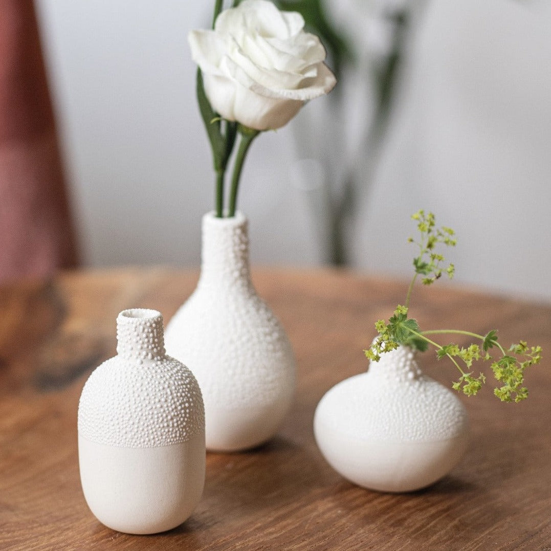 Porcelain Pearl Vase Mini Set of 3pcs - WowCornwall