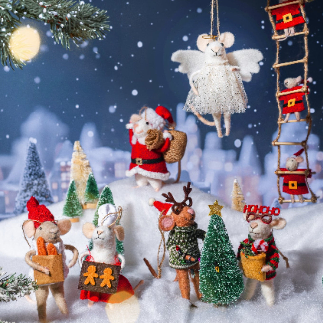 Christmas Party Mouse Felt Decoration - WowCornwall