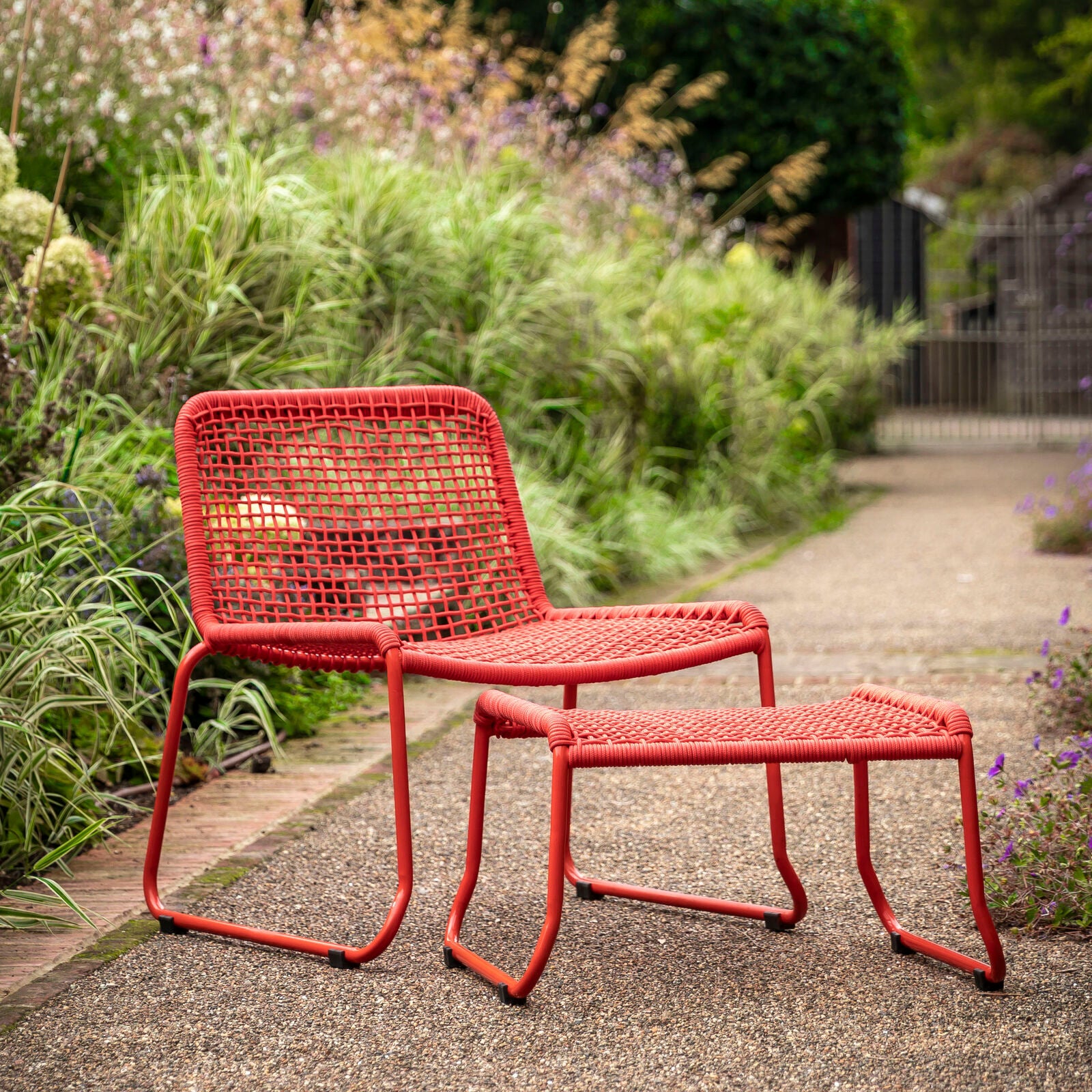 Sassano Lounge Chair with Footstool Orange  Sold Out - WowCornwall