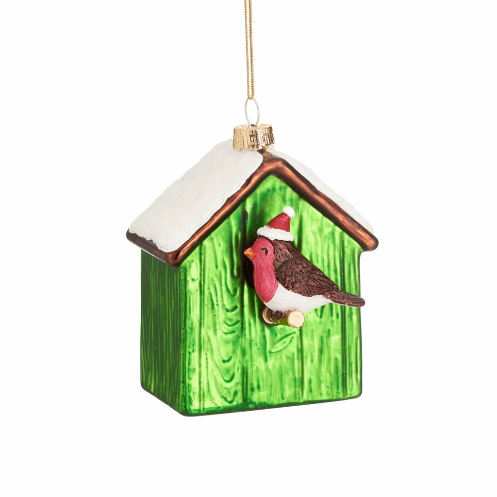 Birdhouse with Robin Christmas Decoration - WowCornwall