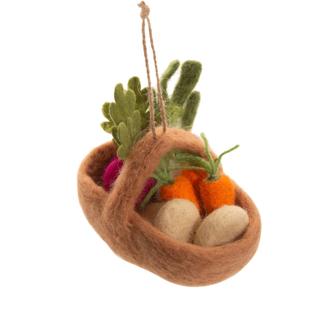 Vegetable Trug Felt Christmas Decoration - WowCornwall