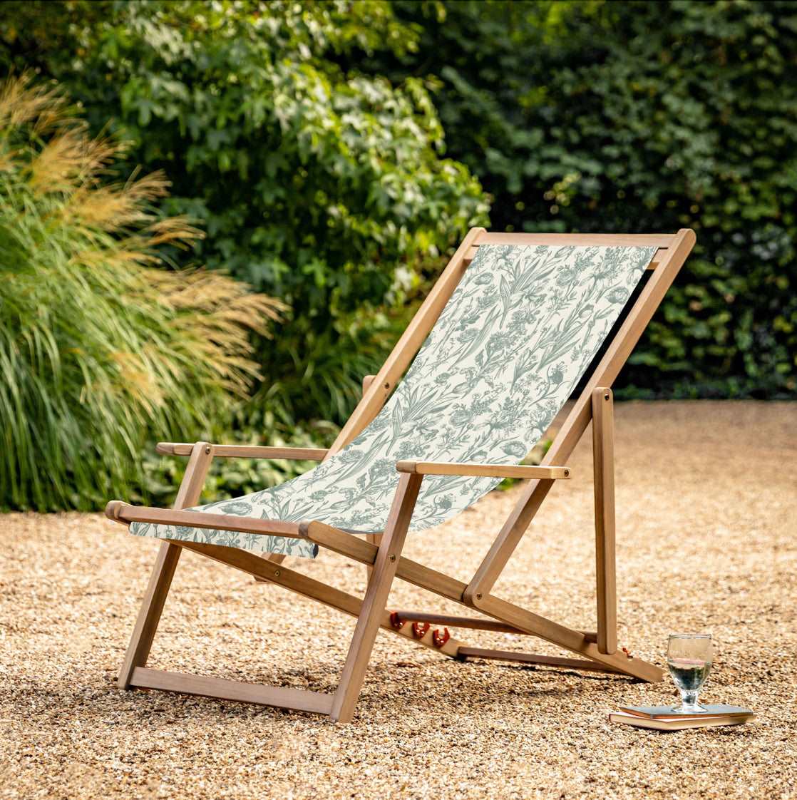 Creta Deck Chair Verde Flora   In Stock - WowCornwall