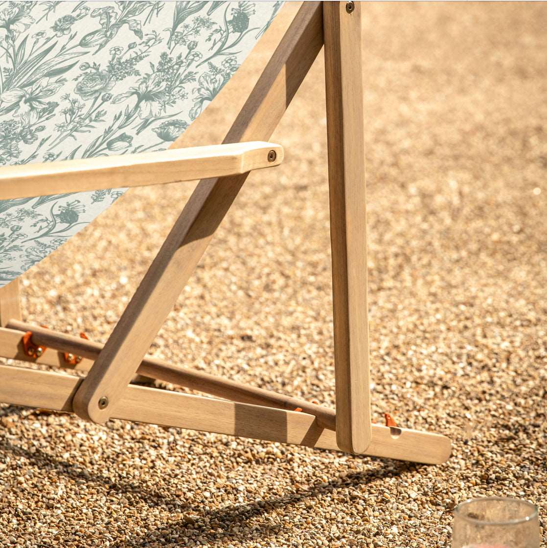 Creta Deck Chair Verde Flora   In Stock - WowCornwall