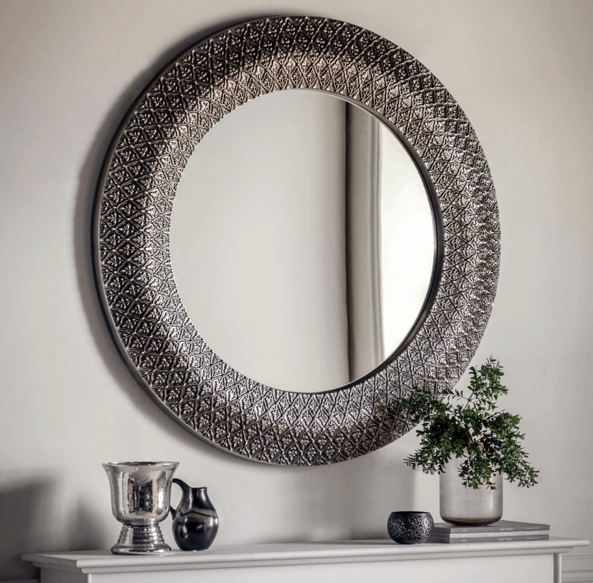 Chillenden Mirror Pewter (w)995mm x (d)55mm x (h)995mm - WowCornwall