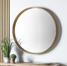 Keaton Round Mirror in two sizes,  oak or walnut - WowCornwall