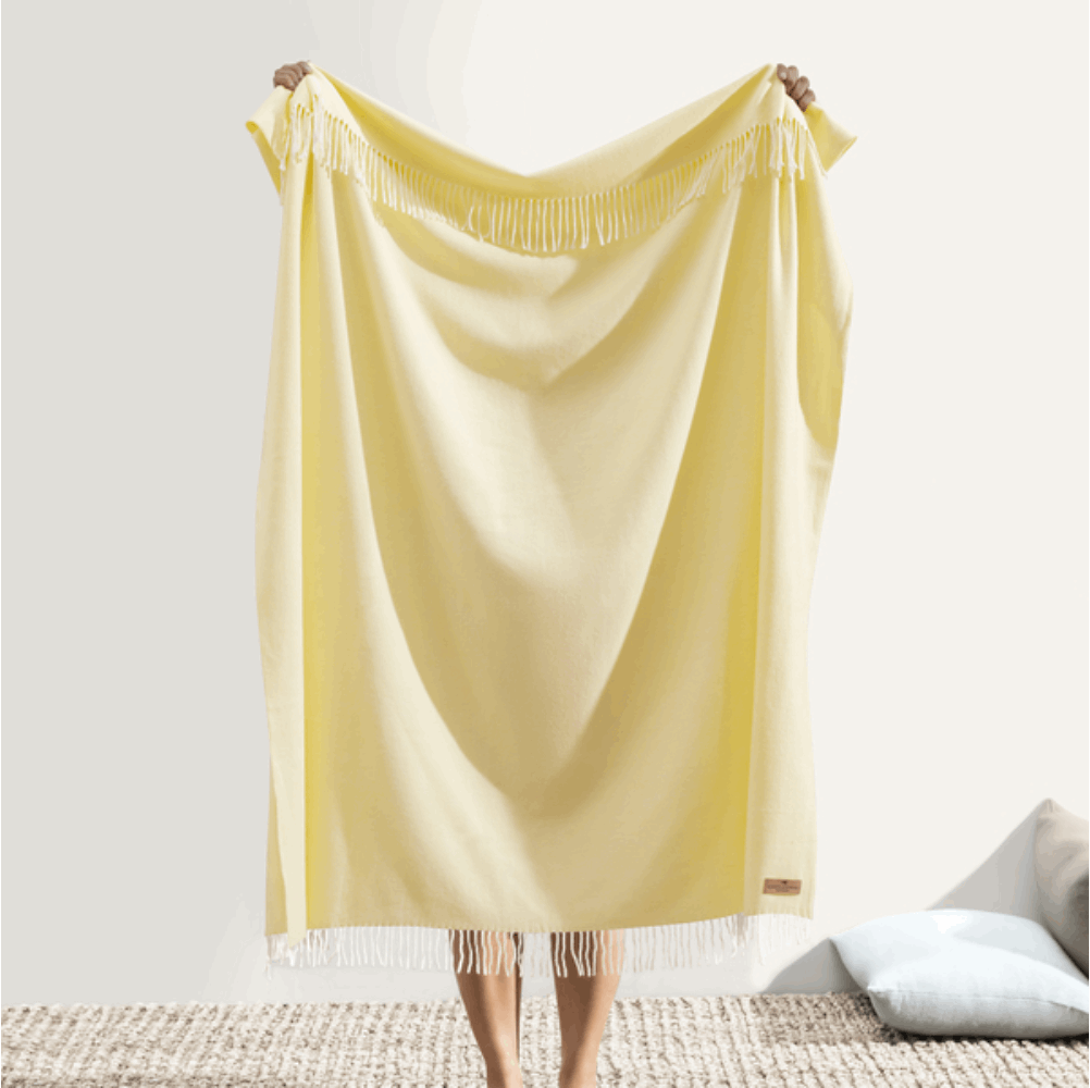 Butter Italian Herringbone Throw - WowCornwall