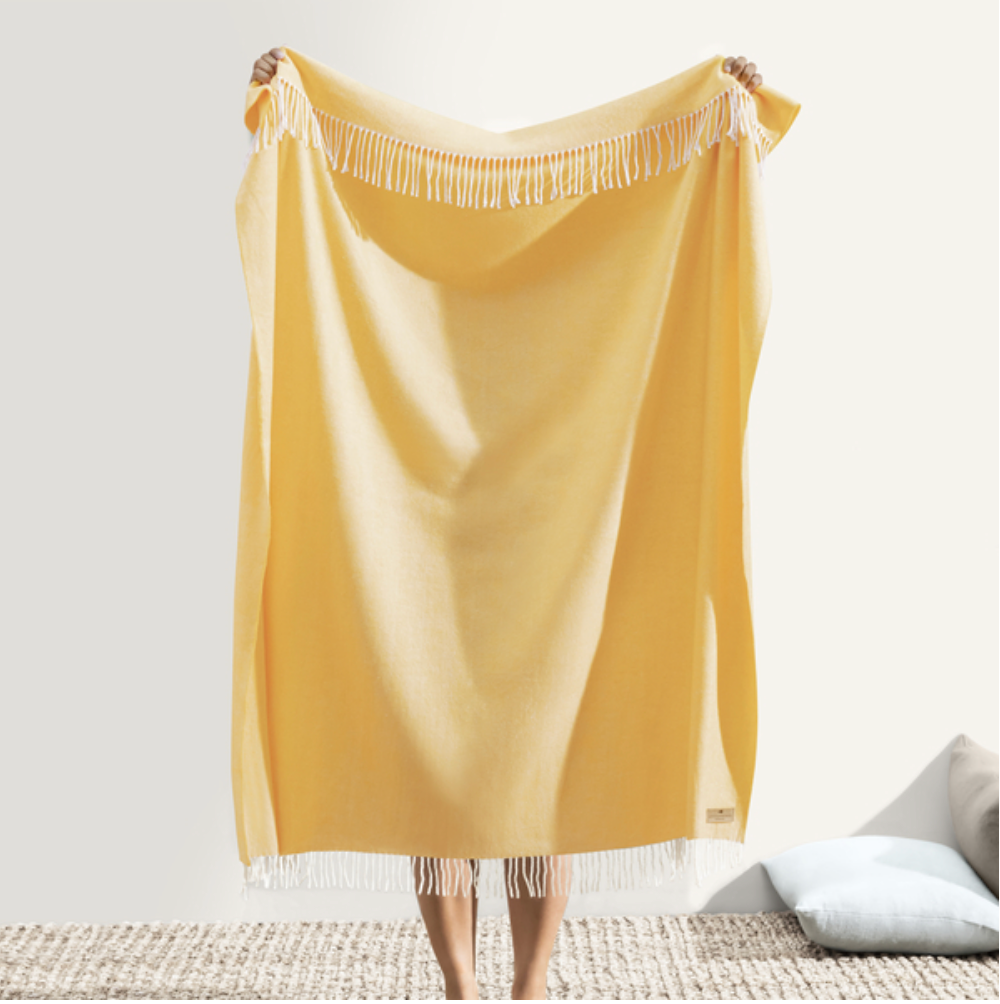 Sunflower Italian Herringbone Throw - WowCornwall