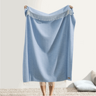 Blue Denim Italian Herringbone Throw - WowCornwall