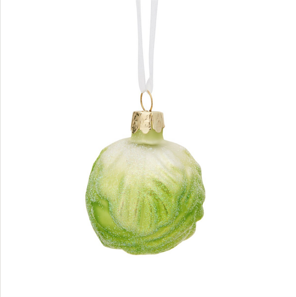 Fun Food Brussels Sprout Glitter Shaped Bauble - WowCornwall