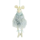 Hanging Teal Mouse Angel Christmas Decoration - WowCornwall