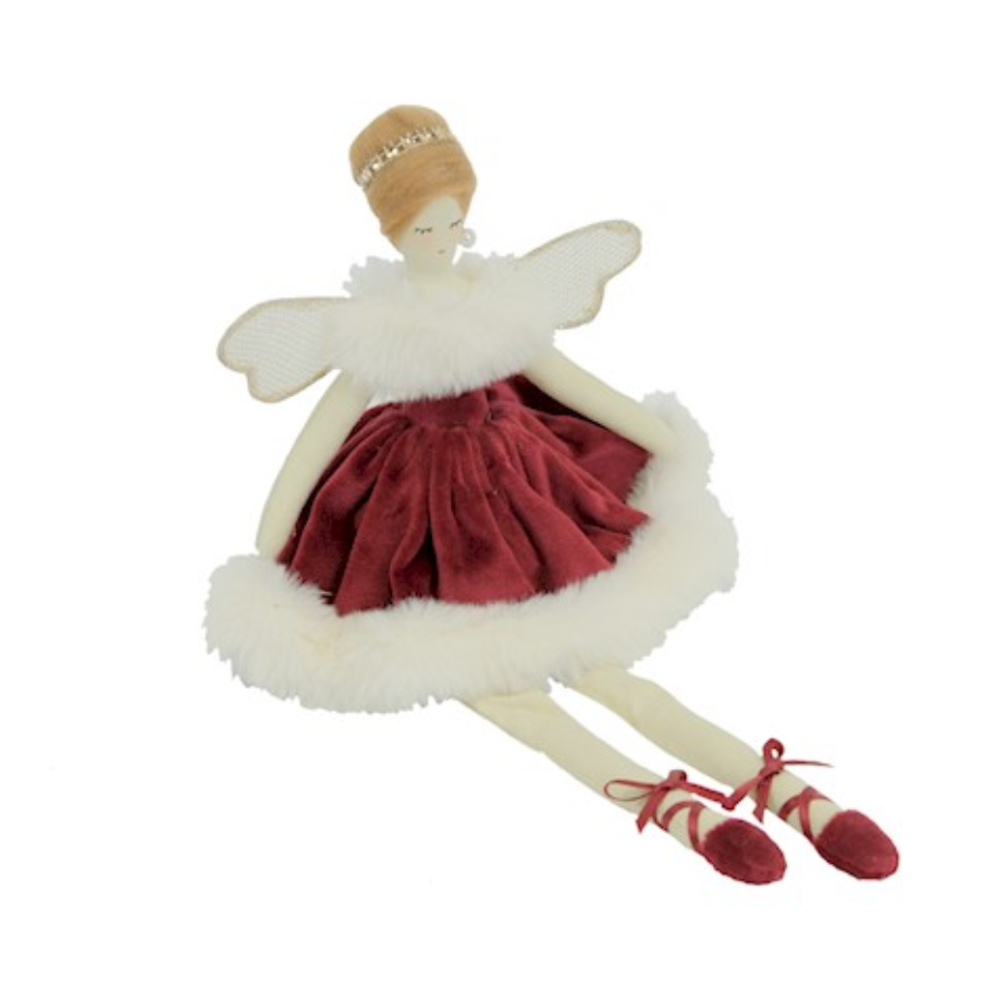 Sitting Red Angel Christmas Decoration - WowCornwall