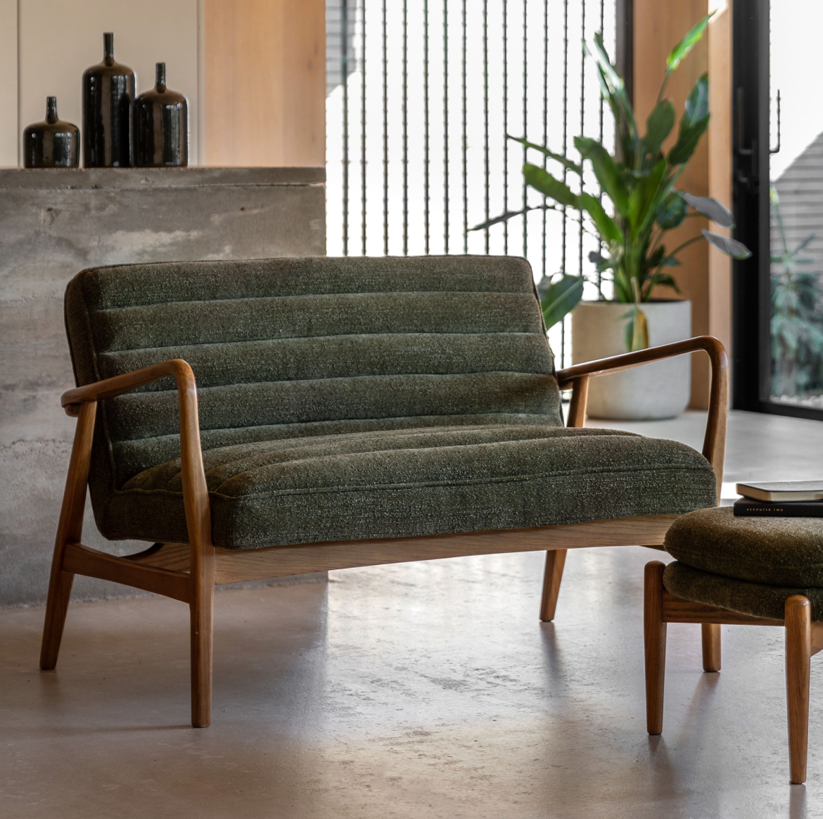 Datsun 2 Seater Sofa Green - 1180mm x 760mm x 800mm - WowCornwall