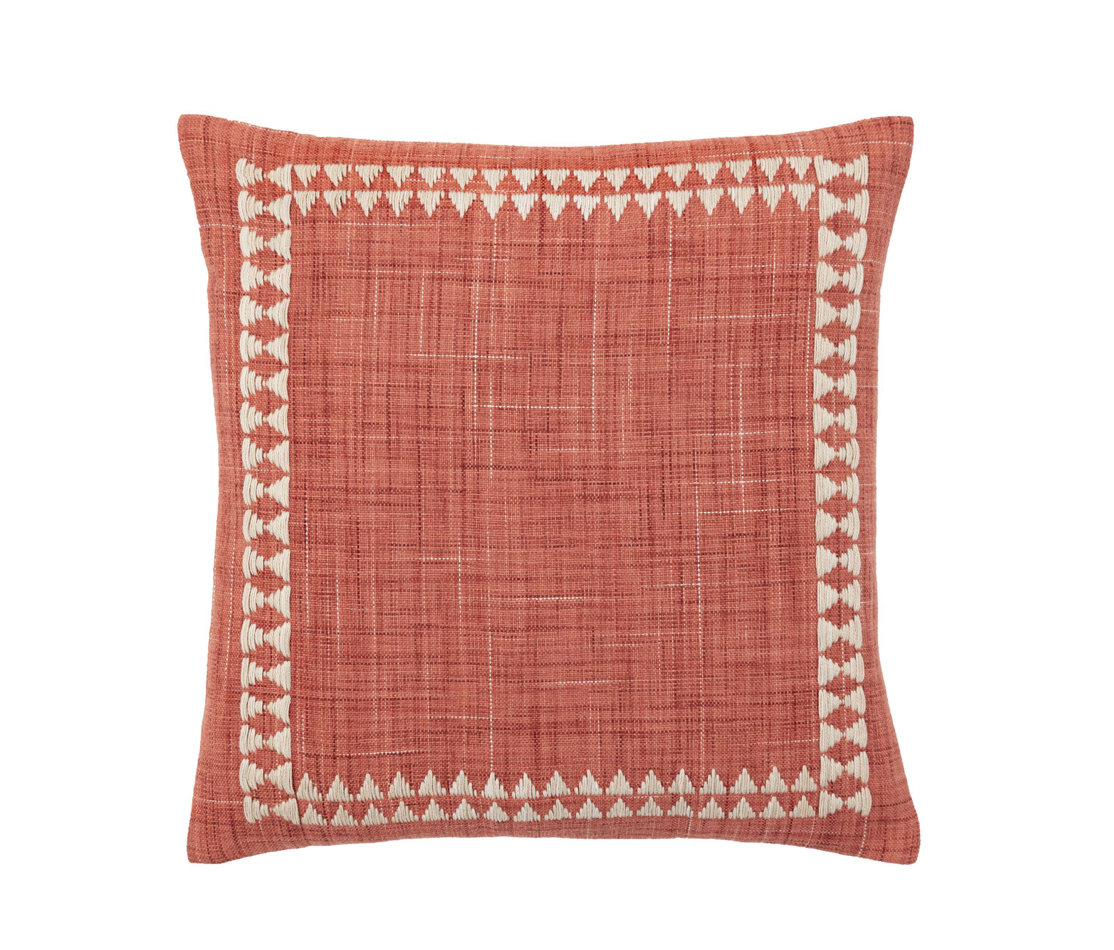 Kai Embroidered Border Showerproof Cushion - Apricot or Green - WowCornwall
